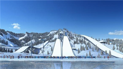 河北涞源：国家跳台滑雪训练科研基地BIG AIR单板大跳台建成